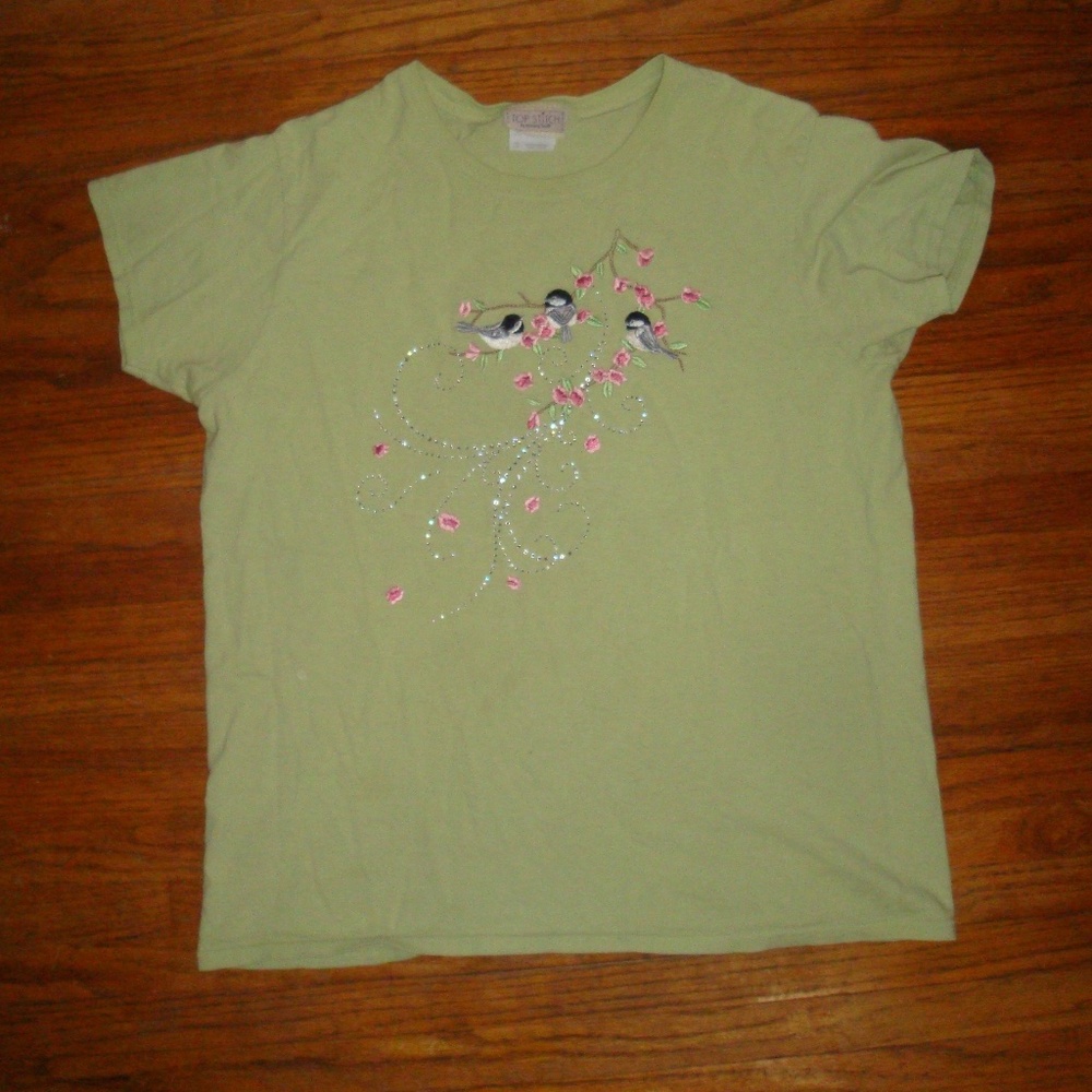 Top Stitch Green Embroidered Tee